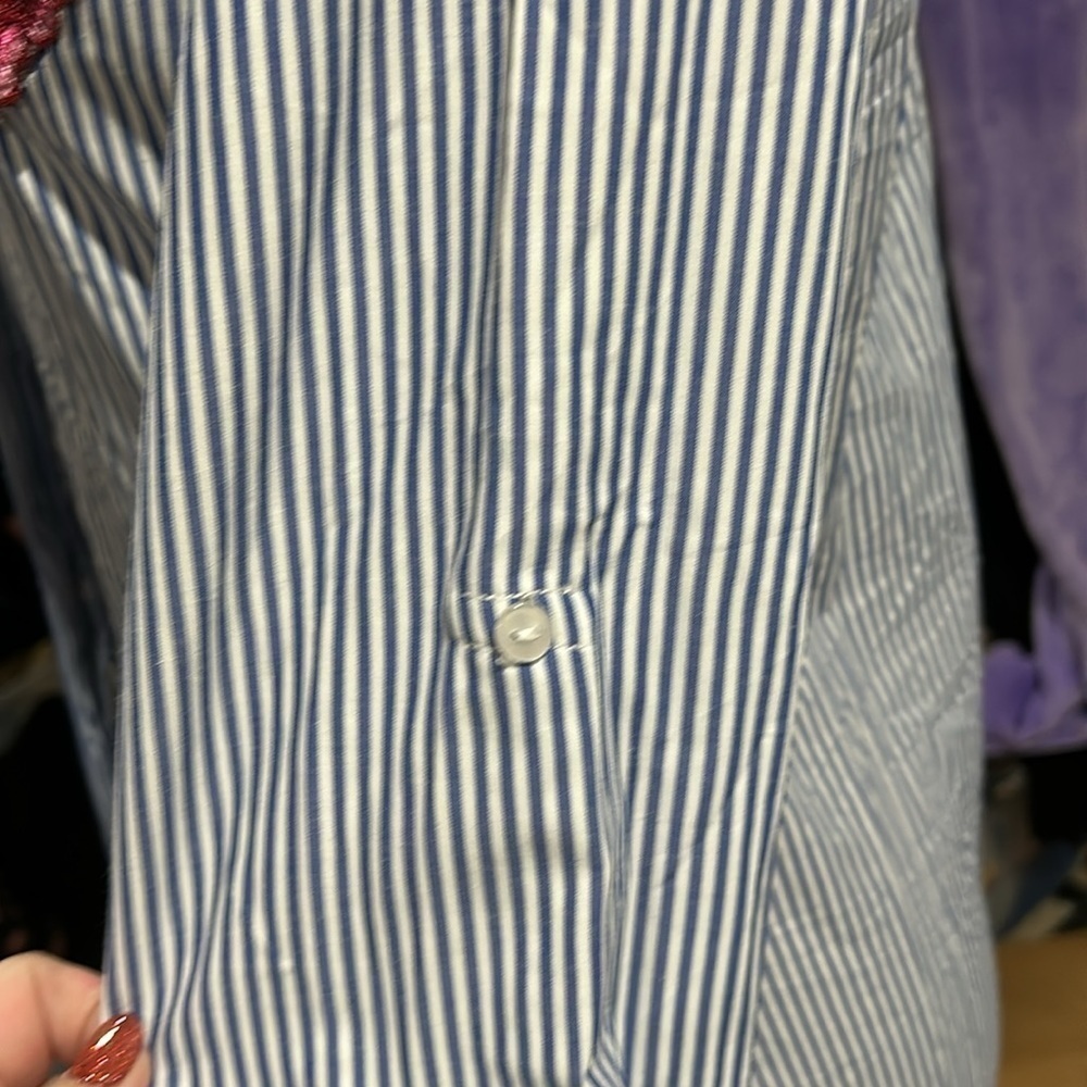 Striped Embroidered Button-down Blouse Tunic Dresa - Picture 9 of 10